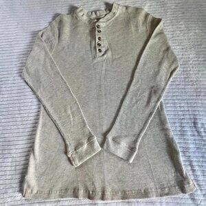 Men’s XL Big King Size Ivory Long Sleeve 1/4 Button Down Thermal Pullover